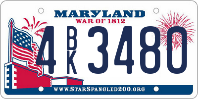 MD license plate 4BK3480