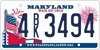 MD license plate 4BK3494