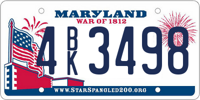 MD license plate 4BK3498