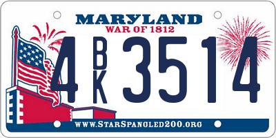 MD license plate 4BK3514
