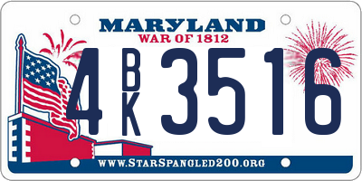 MD license plate 4BK3516