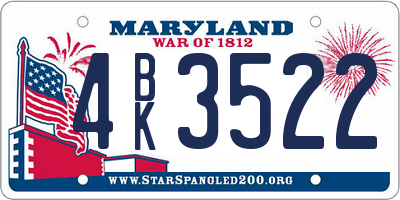 MD license plate 4BK3522