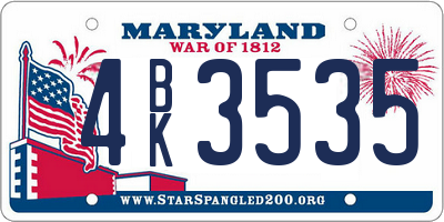MD license plate 4BK3535