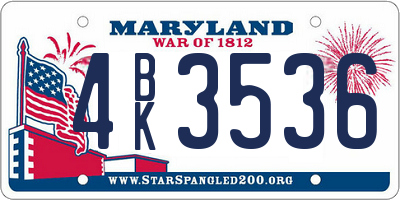 MD license plate 4BK3536