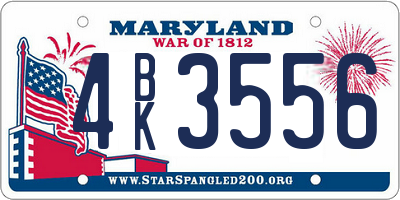 MD license plate 4BK3556