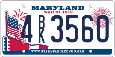 MD license plate 4BK3560