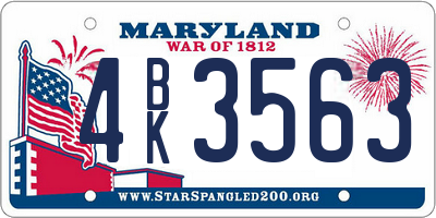 MD license plate 4BK3563
