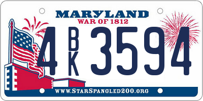 MD license plate 4BK3594