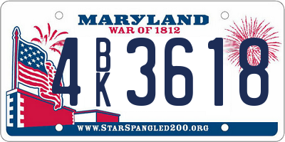MD license plate 4BK3618