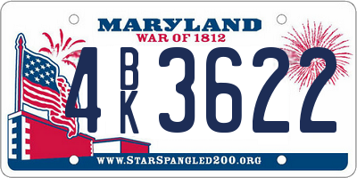 MD license plate 4BK3622