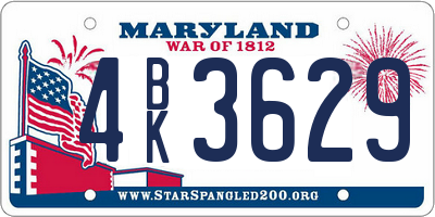 MD license plate 4BK3629
