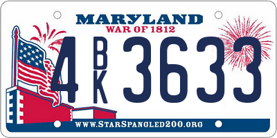 MD license plate 4BK3633