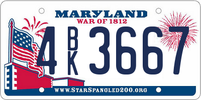 MD license plate 4BK3667
