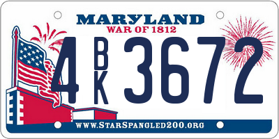 MD license plate 4BK3672