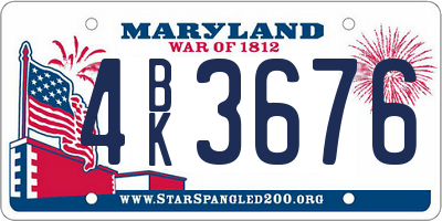 MD license plate 4BK3676