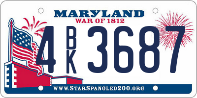 MD license plate 4BK3687