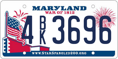MD license plate 4BK3696