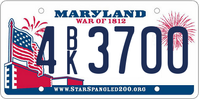 MD license plate 4BK3700