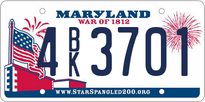 MD license plate 4BK3701