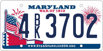 MD license plate 4BK3702
