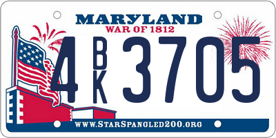 MD license plate 4BK3705