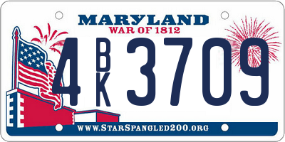 MD license plate 4BK3709