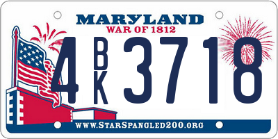 MD license plate 4BK3718