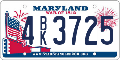 MD license plate 4BK3725