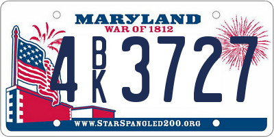 MD license plate 4BK3727