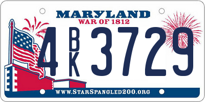 MD license plate 4BK3729