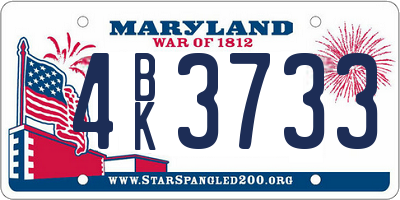 MD license plate 4BK3733