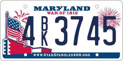 MD license plate 4BK3745