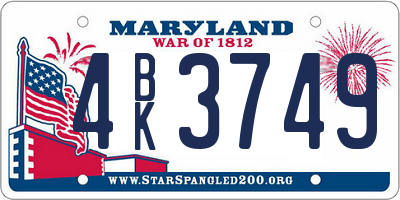 MD license plate 4BK3749