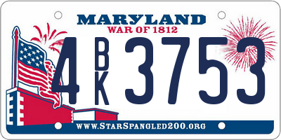 MD license plate 4BK3753