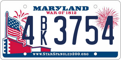 MD license plate 4BK3754