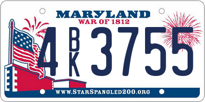 MD license plate 4BK3755