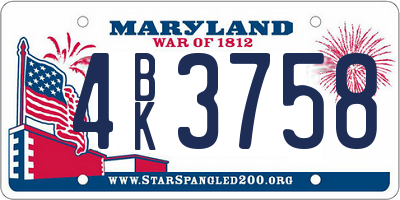 MD license plate 4BK3758
