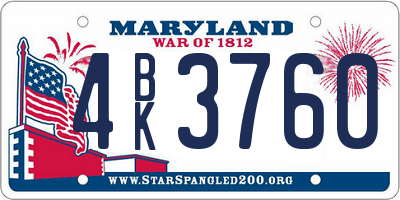 MD license plate 4BK3760