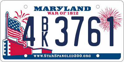 MD license plate 4BK3761