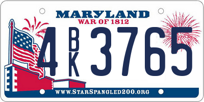 MD license plate 4BK3765