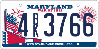MD license plate 4BK3766