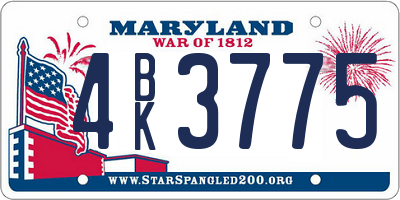 MD license plate 4BK3775
