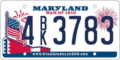 MD license plate 4BK3783
