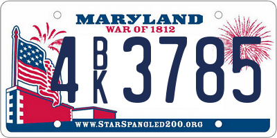 MD license plate 4BK3785