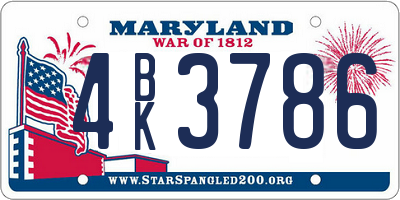 MD license plate 4BK3786