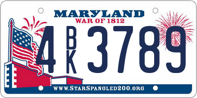 MD license plate 4BK3789