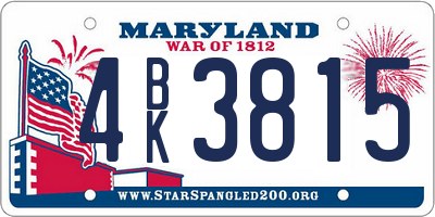MD license plate 4BK3815