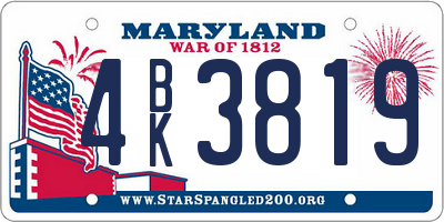 MD license plate 4BK3819