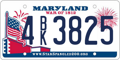 MD license plate 4BK3825