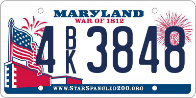 MD license plate 4BK3848